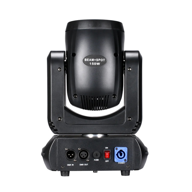 Mini lyre LED beam spot 150 W, prisme à 18 facettes, 8 gobos, DMX 12 canaux