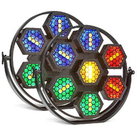 Projecteur vintage 350 W à 7 cellules hexagonales – lot de 2 projecteurs sur fond blanc
