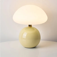 Lampe champignon en céramique, abat-jour verre ou plastique, G9, 22 cm
