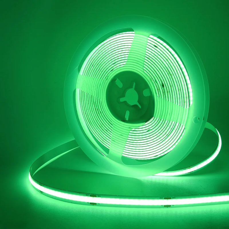 Ruban LED USB COB 8 mm – rouleau allumé en vert