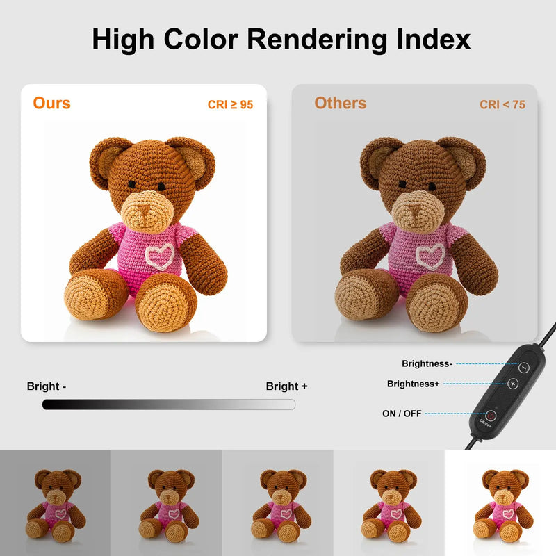 Boîte à lumière photo 40 cm – rendu des couleurs et réglage de la luminosité
