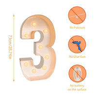 Chiffre lumineux géant 73 cm – chiffre 3, hauteur 73 cm