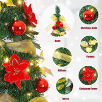 Petit sapin lumineux pop-up 120 cm avec LED, rubans et fleurs de Noël