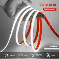 Ruban LED extérieur COB 220 V IP65, 240 LED/m, jusqu'à 100 m