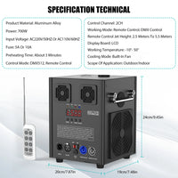 Machine à étincelles froides 700 W DMX et télécommande 8 touches