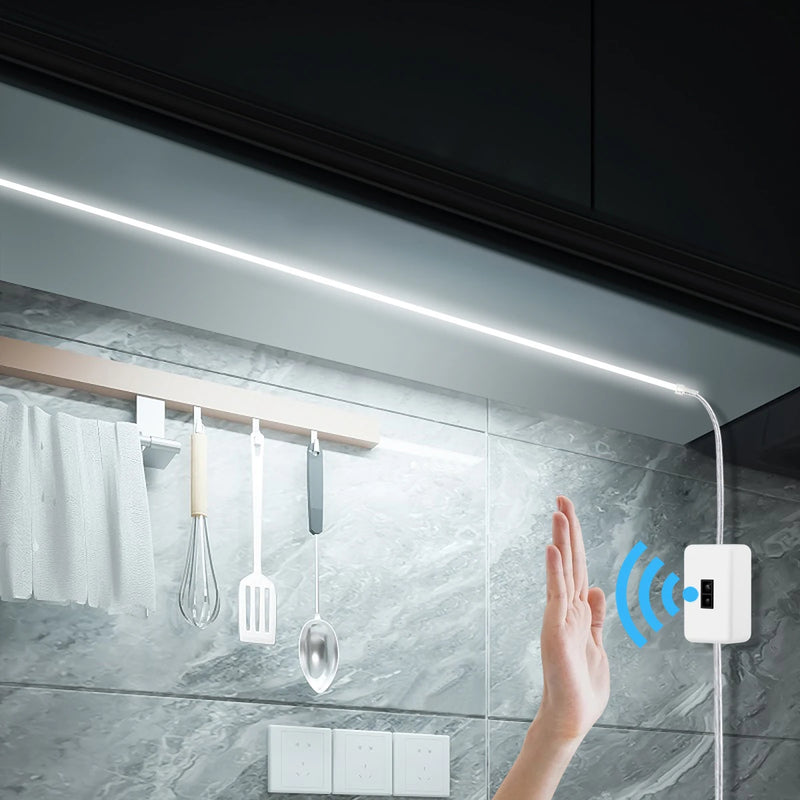 Ruban LED USB COB à capteur de main pour meuble de cuisine, 1 à 5 m