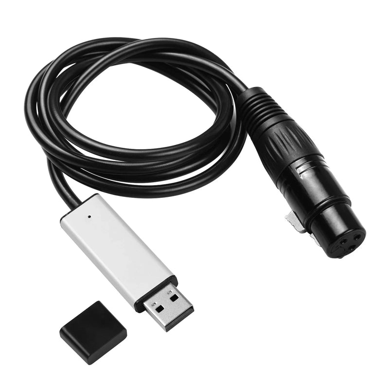 Câble interface USB vers DMX512 – câble de 1,8 m enroulé, vue de dessus