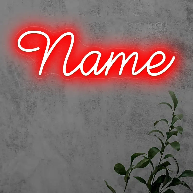 Néon prénom personnalisé avec cœur ou couronne – exemple en rouge