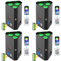 Lot de 4 uplights triangulaires sur batterie, 3 x 20 W RGBWA UV