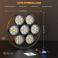 Projecteur vintage COB – liste d'emballage et dimensions : 58 x 8,8 x 54,2 cm, 5,8 kg