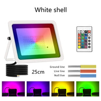 Projecteur LED RGB IP68 – boîtier blanc, câble de 25 cm et télécommande