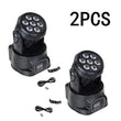 Lot de 2 mini lyres LED wash 7 x 12 W RGBW, DMX512, rotation 540°