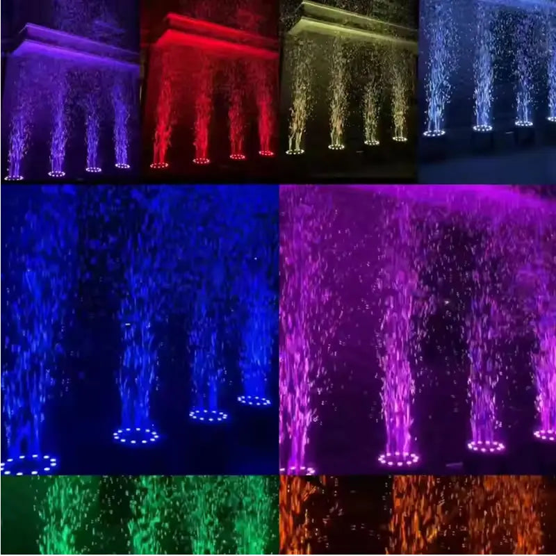 Machine à bulles LED – colonnes de bulles éclairées en violet, rouge, vert et bleu