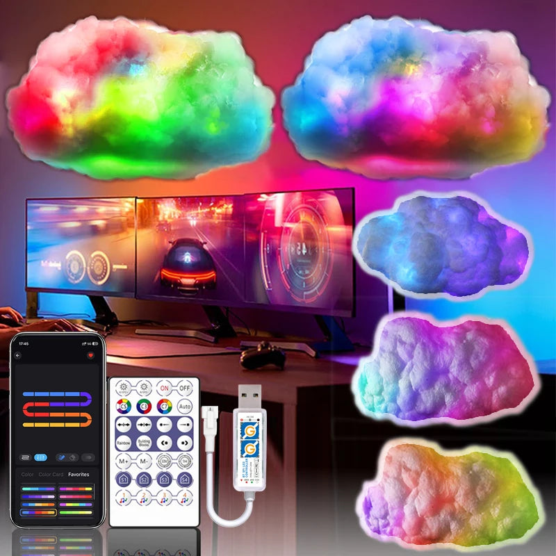 Kit nuage LED plafond multicolore à application, 20 à 120 cm
