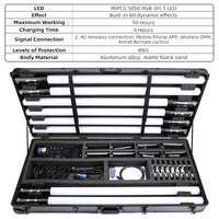 8 tubes LED pixel sans fil sur batterie IP65 avec flight case et application