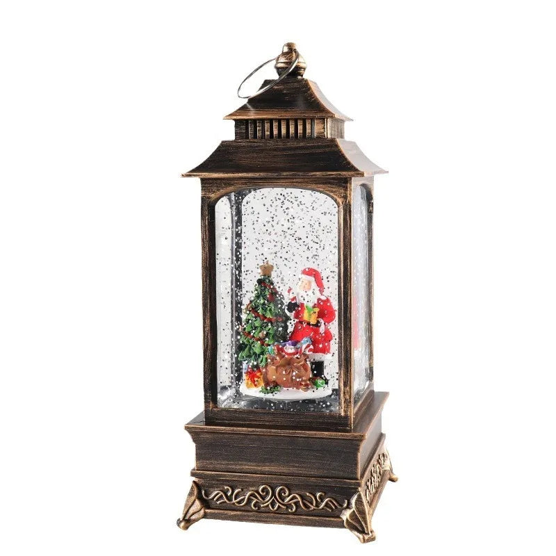 Lanterne de Noël LED boule à neige, scène Père Noël ou renne