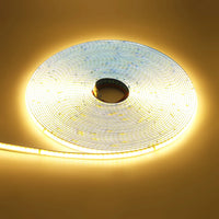 Ruban LED COB 220 V – rouleau allumé en blanc chaud