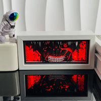 Tableau lumineux LED manga – Kaneki, cadre allumé en rouge