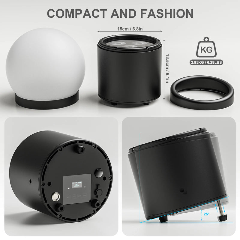 Uplight sans fil IP65 sur batterie, 6 LED RGBWA UV, télécommande et application