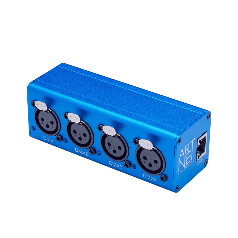 Contrôleur DMX Art-Net – barre compacte bleue à 4 sorties DMX