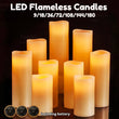 Bougies colonnes LED flamme vacillante, piles incluses, lot de 9 à 120
