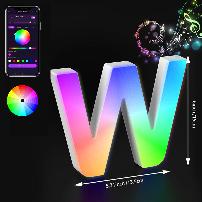 Lettres lumineuses LED RGB 15 cm – lettre W