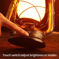 Lanterne LED rechargeable vintage, effet flamme, 3 modes, USB-C, 25 cm