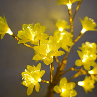 Arbre lumineux de table à fleurs de camélia, 18 LED à piles, 52 cm