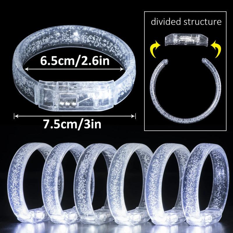 Lots de lunettes, bracelets et bagues lumineux LED blancs pour mariage, de 20 à 50 pièces