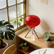 Lampe champignon en verre sur trépied chromé, globe ovale, 5 V, tactile