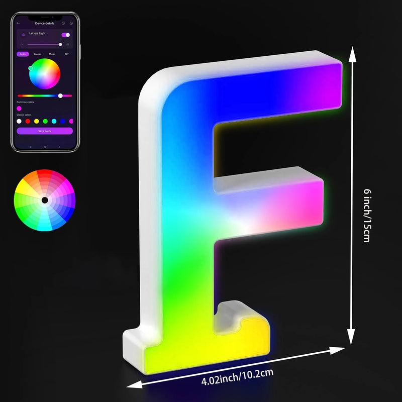 Lettres lumineuses LED RGB 15 cm – lettre F