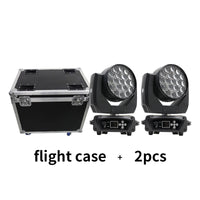 Lyre LED wash zoom 19 x 15 W – 2 lyres devant leur flight case
