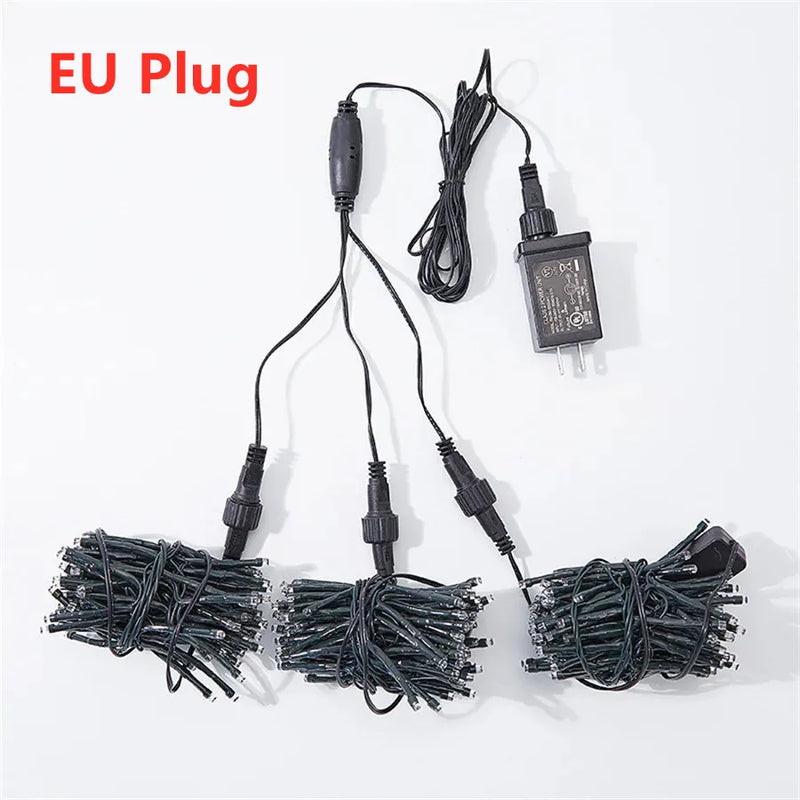 Guirlande lumineuse pluie de météores LED 220 V, 1 ou 3 brins de 1,5 m, 120 à 360 LED