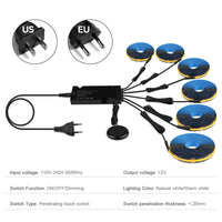 Ruban LED COB noir – schéma des prises US et européenne, boîtier, capteur et six rubans
