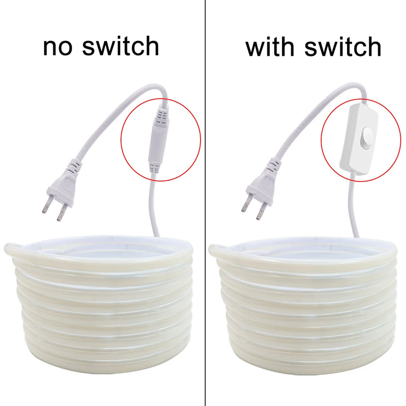 Bande LED COB 220 V – versions sans et avec interrupteur sur le câble