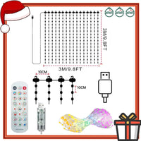 Rideau lumineux LED – schéma du format 3 x 3 m avec télécommande et contrôleur USB