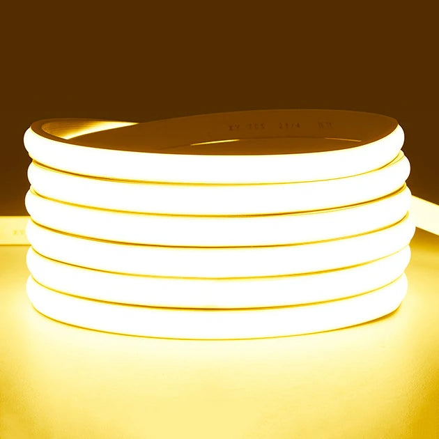 Ruban LED COB 220 V à prise et interrupteur – ruban blanc chaud enroulé