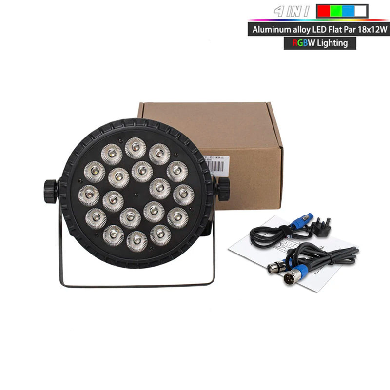 Par LED DMX plat ou IP65, 18 LED RGBW ou RGBWA UV