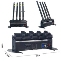 Canon à confettis électrique 4 têtes – dimensions 57 x 31,5 x 18 cm et tubes de tir