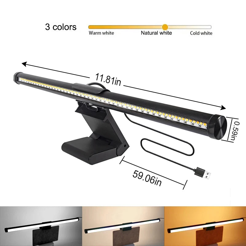Barre lumineuse écran PC 30 ou 40 cm – modèle de 30 cm avec câble USB de 1,5 m et trois teintes de blanc