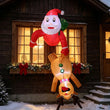 Père Noël gonflable suspendu avec renne la tête en bas, LED, 1,8 m
