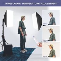 Kit éclairage continu softbox 50x70 cm – comparaison des trois températures de couleur des ampoules