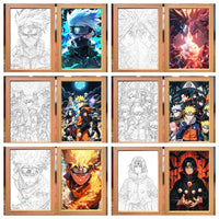 Cadre lumineux Naruto – collage de plusieurs motifs, éteints puis allumés