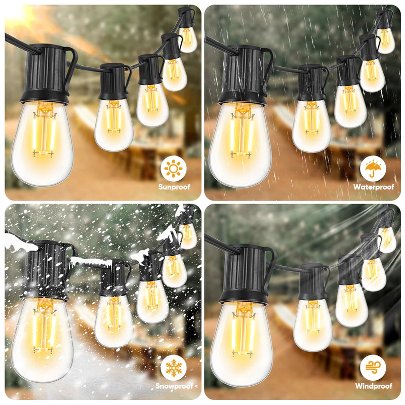 Guirlande guinguette – ampoules photographiées sous le soleil, la pluie, la neige et le vent