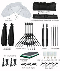 Kit studio photo à la pièce : 4 kits softbox et 4 cadres de fond de 2,4 x 4 m, 12 articles