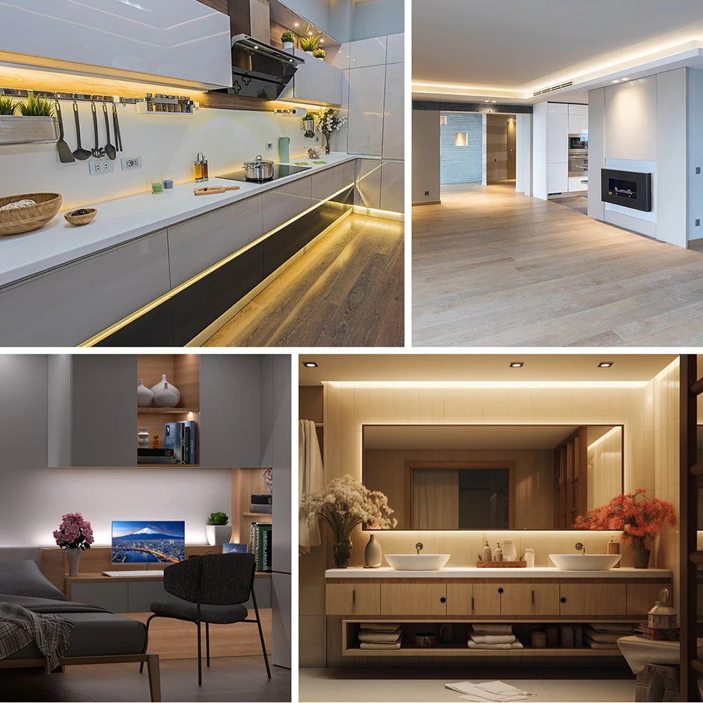 Ruban LED extérieur IP65 – exemples en cuisine, salon et salle de bain