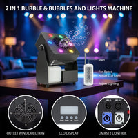 Machine à bulles de scène 90 W – machine avec télécommande, sortie d'air, afficheur et connecteurs DMX