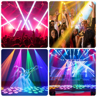Lot de 2 lyres LED beam 150 W à anneau halo RGB, prisme 18 facettes