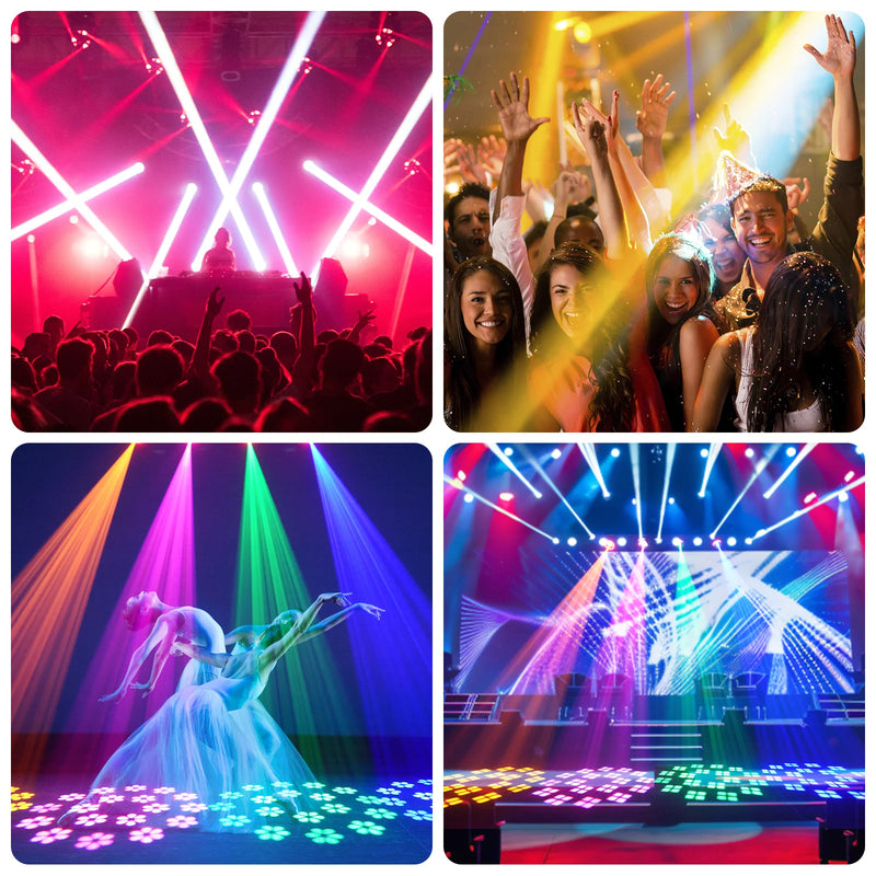 Lot de 2 lyres LED beam 150 W à anneau halo RGB, prisme 18 facettes