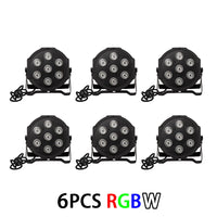 Lot de 6 projecteurs PAR LED 7 x 12 W RGBW 4 en 1, vue de face